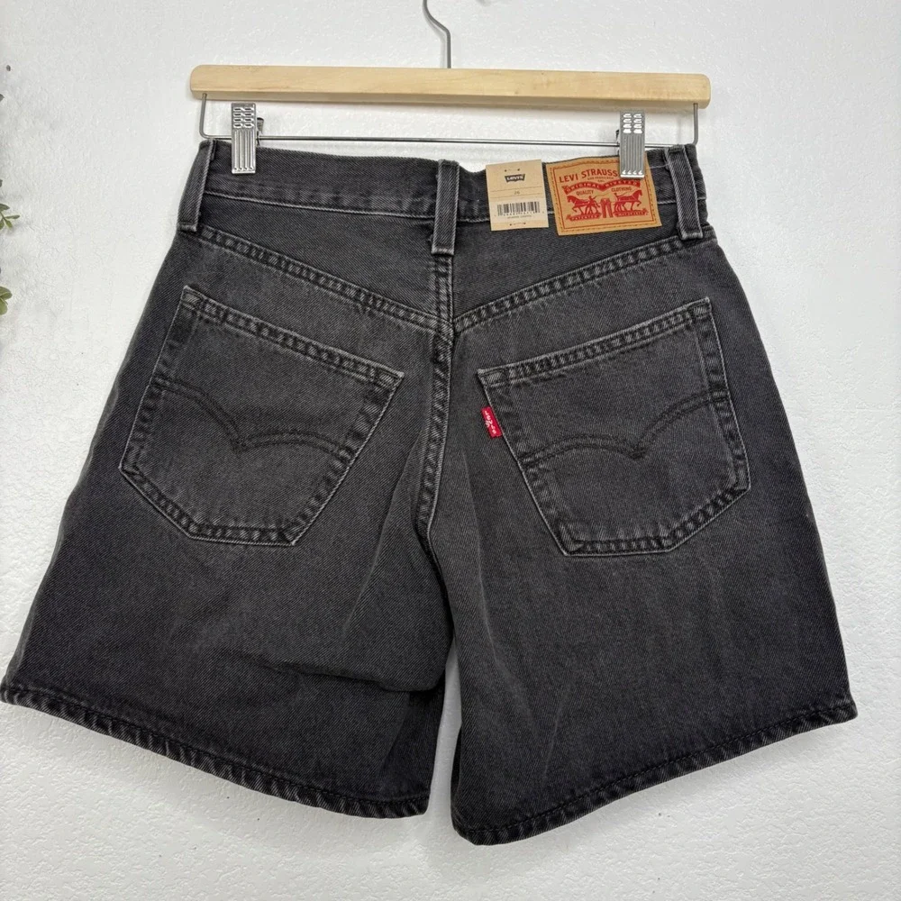 Levi‎ Strauss 94 Baggy Denim Shorts Black Wash Womens Size 26